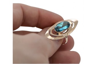Anillo de Plata Chapado en Oro Rosa con Aguamarina Vintage vrc189rp
