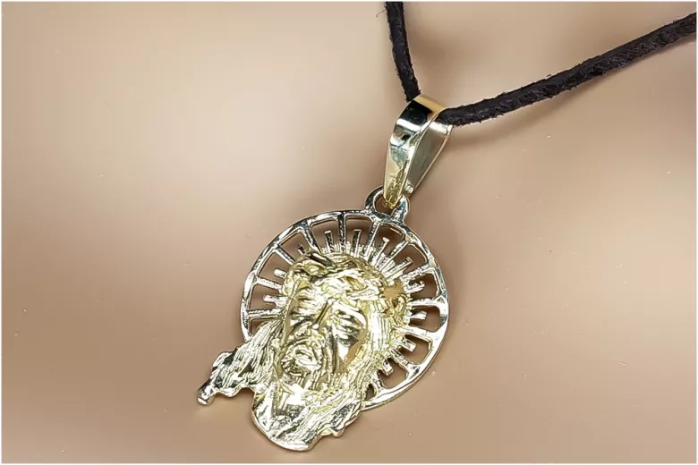 14K Yellow Gold Jesus Icon Pendant pj008y