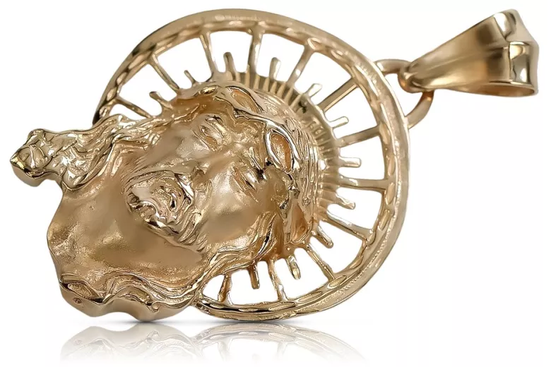 L-förmiges 14 Karat Roségold Jesus Medaillon Anhänger pj008r pj008r