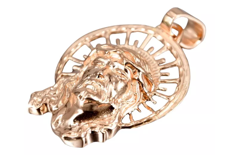 L-förmiges 14 Karat Roségold Jesus Medaillon Anhänger pj008r pj008r