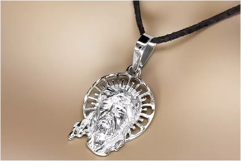 "Lustrous 14K White Gold Jesus Icon Medallion Pendant" pj008w pj008w