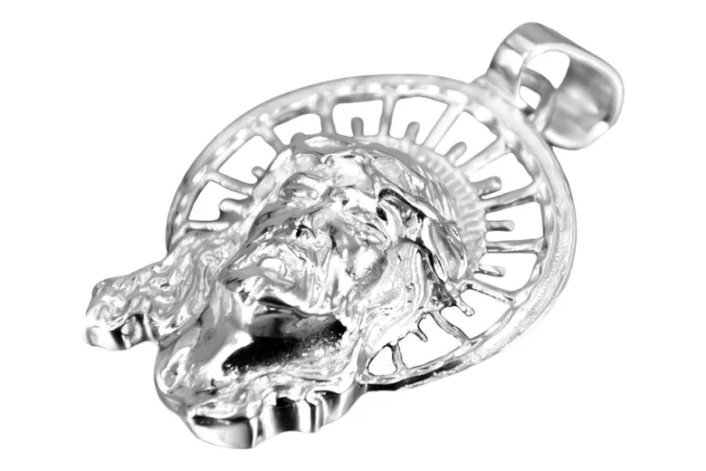 "Médaillon Icône de Jésus en Or Blanc 14 Carats" pj008w pj008w