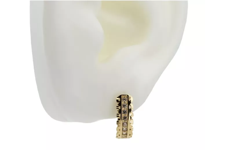 Boucles d'oreilles en or jaune 14 carats, Pierres de Zircone cec009y