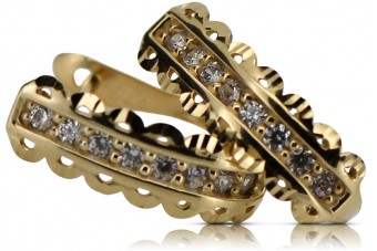 Włoskie 14k złote kolczyki z cyrkonia cec009y