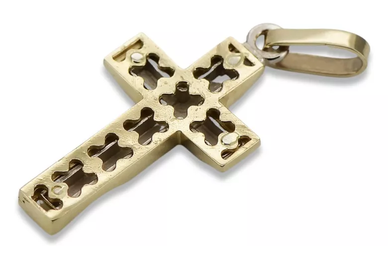 Croix catholique en or jaune 14 carats ctc095yy