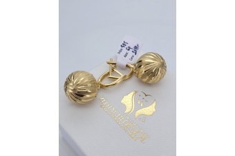 Italian 14K Yellow Gold Ball Earrings - No Stone cen039y