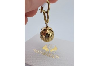 Italian 14K Yellow Gold Ball Earrings - No Stone cen039y