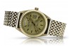 Goldene 14k 585 Herren Unisex Uhr mit weißem Zifferblatt Geneve. mw013ydy&mbw013yo