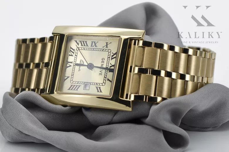 Gold men's watch Geneve ★ zlotychlopak.pl ★ Gold purity 585 333 Low Price!