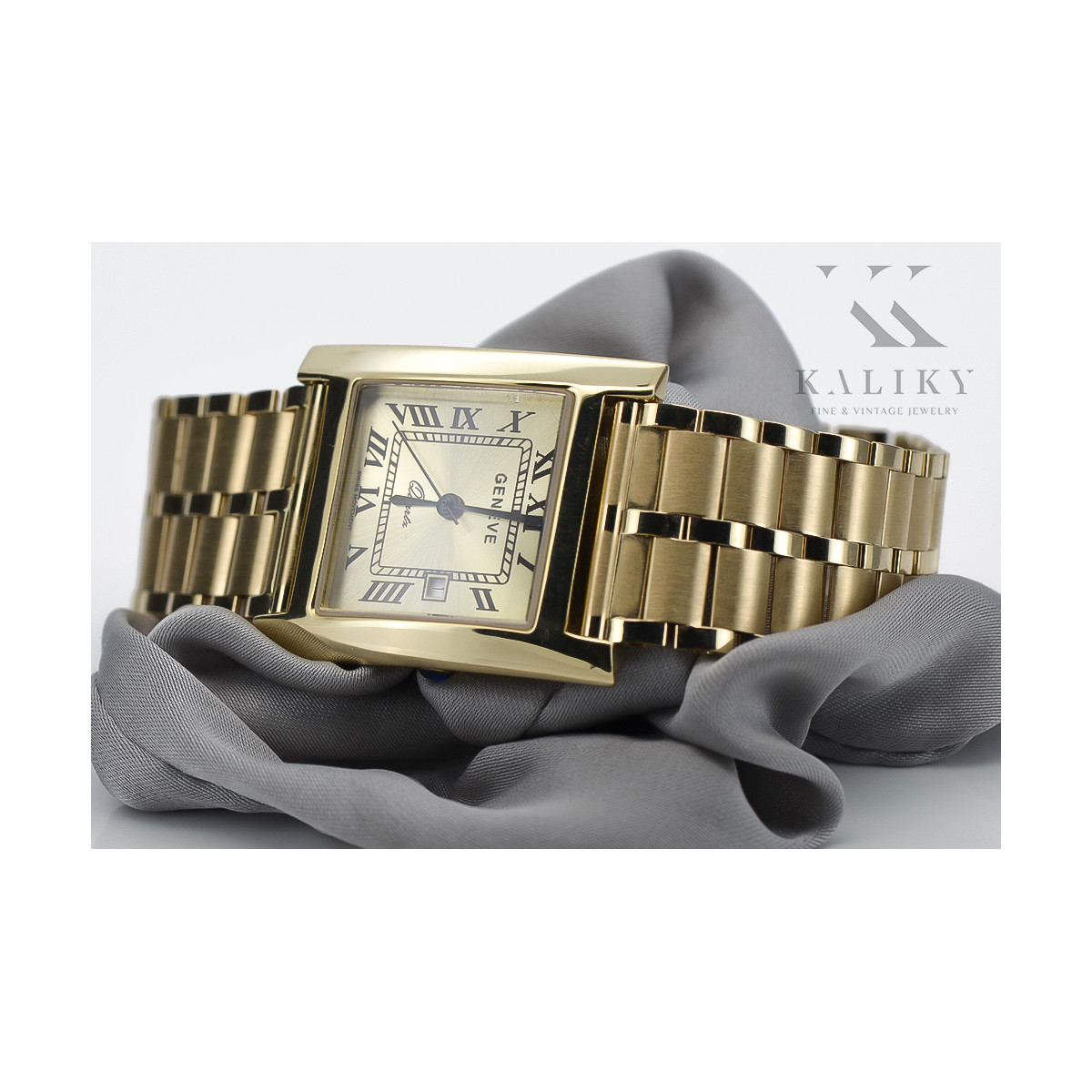 Italienische Gelbgold Herrenuhr Genf Armbanduhr 14 Karat. mw009y&mbw007y21cm