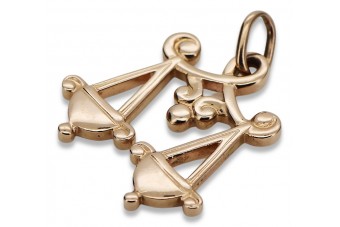 Originales Vintage-Roségold 14 Karat Anhänger, Keine Steine, Sternzeichen Waage vzp005 vzp005