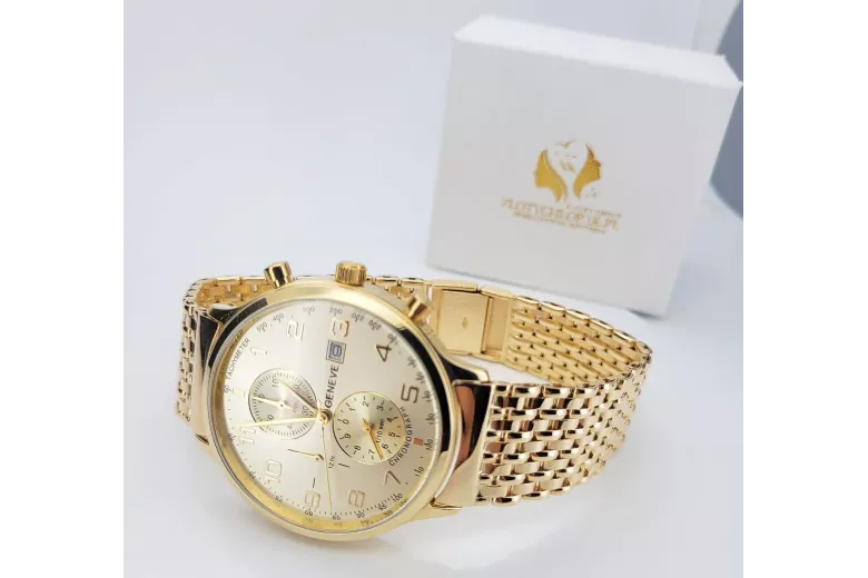 Montre pour homme en or jaune 14k 585 Genève mw005ydy&mbw013y