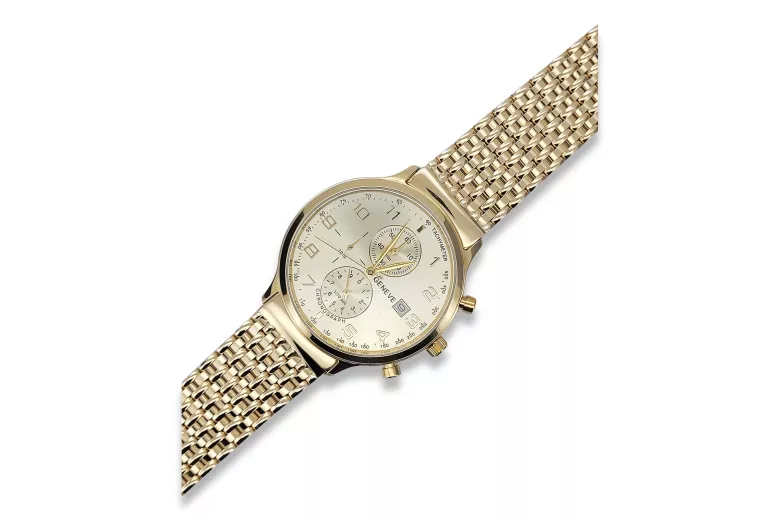 Montre pour homme en or jaune 14k 585 Genève mw005ydy&mbw013y