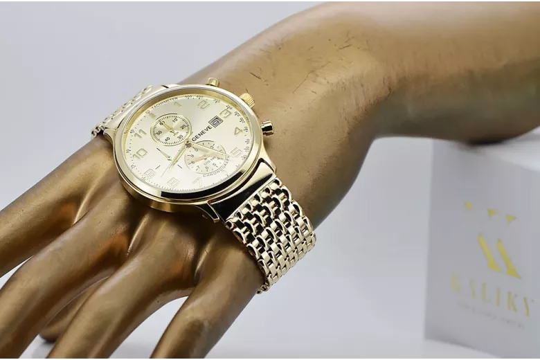 Золотий чоловічий годинник Geneve з 14k 585 золота mw005ydy&mbw013yo