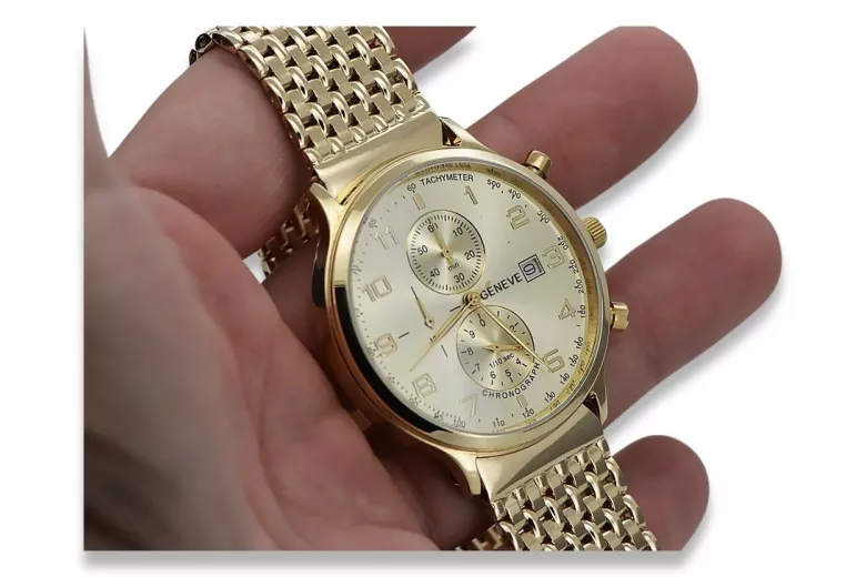 Золотий чоловічий годинник Geneve з 14k 585 золота mw005ydy&mbw013yo