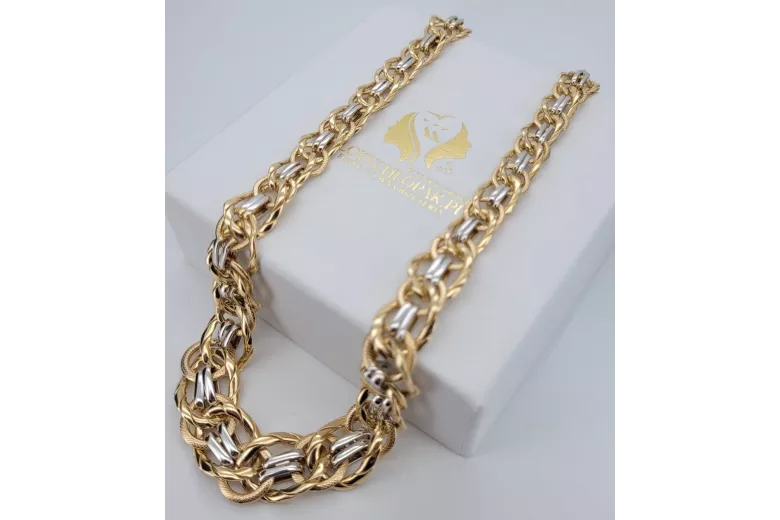 14K Gelb- & Weißgold Halskette 50cm cfc009yw