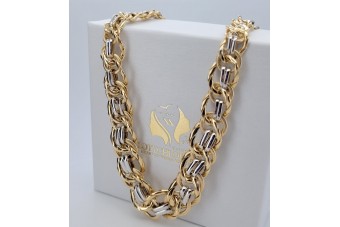 Collar de Oro Blanco y Amarillo de 14 Quilates cfc009yw