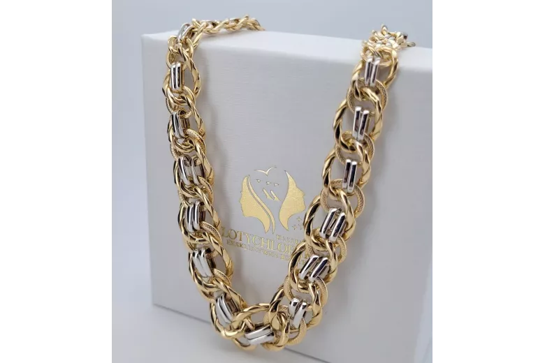 14K Gelb- & Weißgold Halskette 50cm cfc009yw