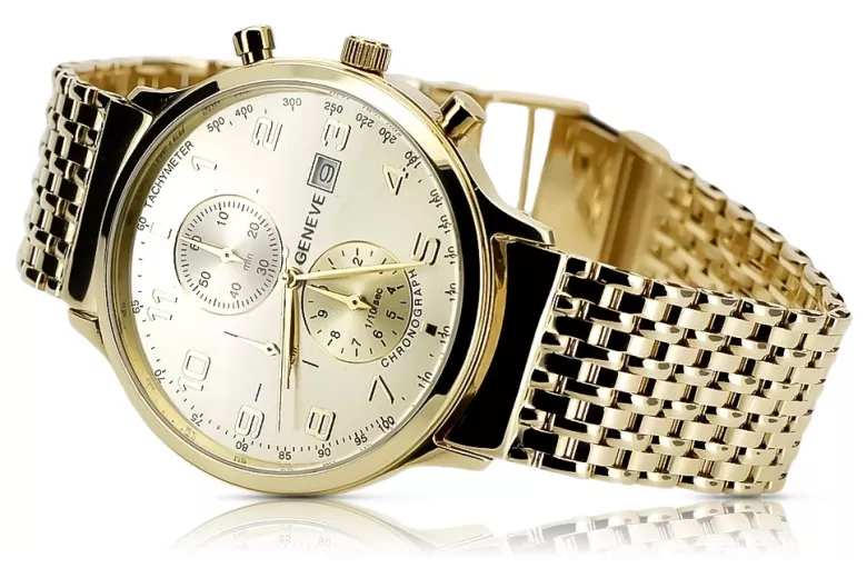 Золотий чоловічий годинник Geneve з 14k 585 золота mw005ydy&mbw013yo