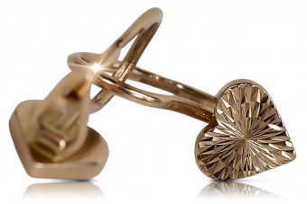 "Aretes Antiguos de Corazón en Oro Rosa de 14k Sin Piedras" ven001 ven001