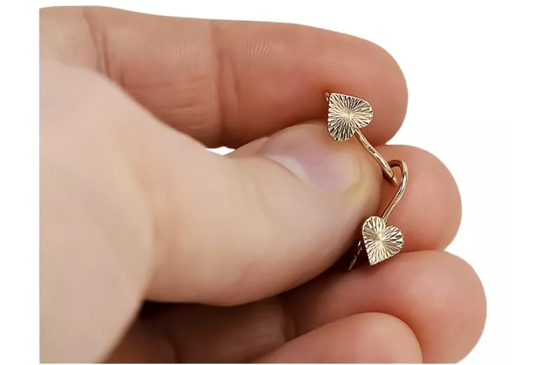 "Aretes Antiguos de Corazón en Oro Rosa de 14k Sin Piedras" ven001 ven001