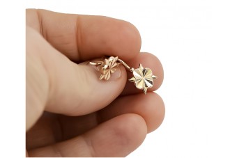 "Original Vintage No Stone 14K Rose Gold Flower Earrings" ven002 ven002