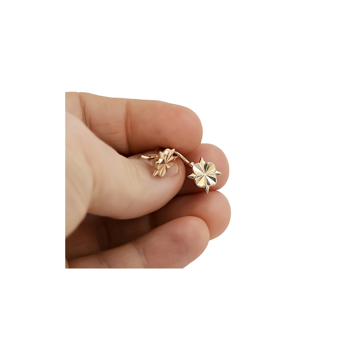 "Original Vintage No Stone 14K Rose Gold Flower Earrings" ven002 ven002