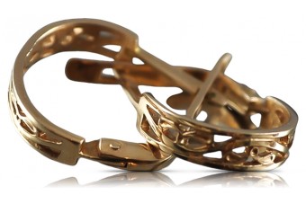Оригинални 14k ретро обици без камъни в розово злато. ven005 ven005