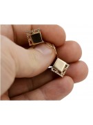 "Classic No Stones 14K Rose Gold Vintage Square Earrings" ven006 ven006