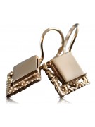 "Classic No Stones 14K Rose Gold Vintage Square Earrings" ven006 ven006