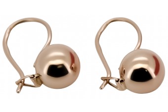 "Authentic Vintage 14K Rose Gold Ball Earrings with No Stones" ven007 ven007