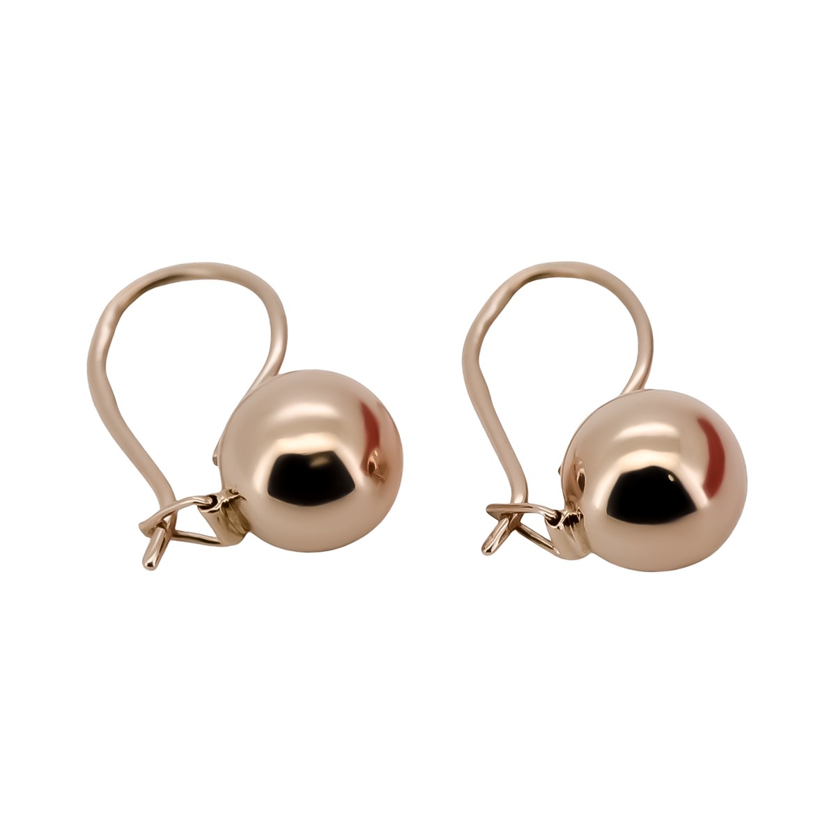 "Authentic Vintage 14K Rose Gold Ball Earrings with No Stones" ven007 ven007