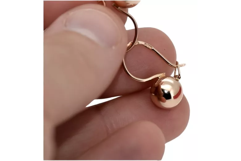 "Authentic Vintage 14K Rose Gold Ball Earrings with No Stones" ven007 ven007