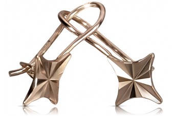 Authentische Vintage 14k Roségold 585 Keine Steine Quadratische Ohrringe  ven008 ven008