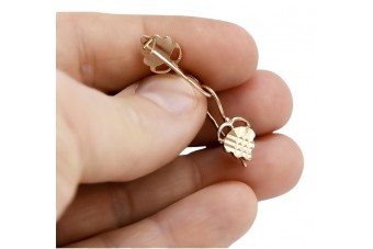 Boucles d'oreilles feuille vintage en or rose 14 carats 585 sans pierres ven009 ven009