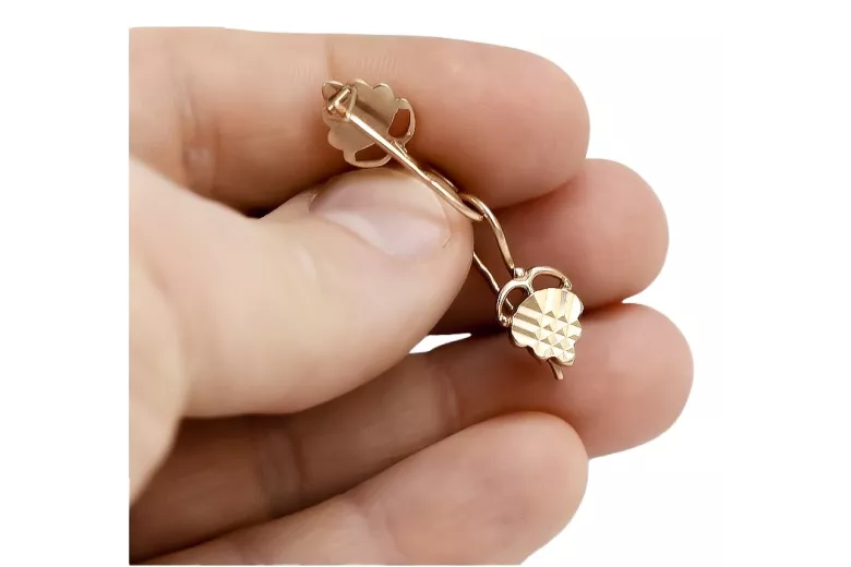 "No Stones Original Vintage 14K Rose Gold Leaf Earrings"  ven009 ven009