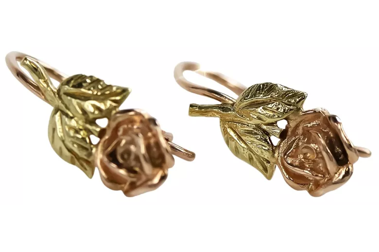 "Boucles d'oreilles fleur en or rose 14 carats 585 vintage, Pas de pierres" ven010ry ven010ry