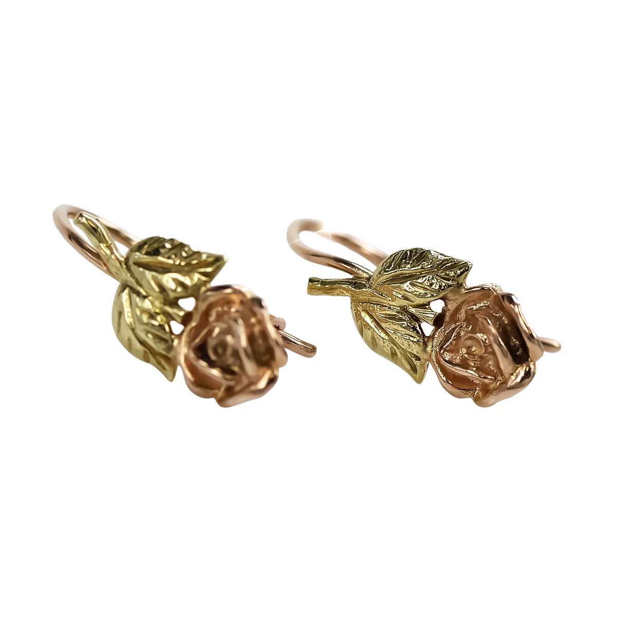 "Original Vintage 14K Rose Gold Floral Earrings with No Stones" ven010ry ven010ry