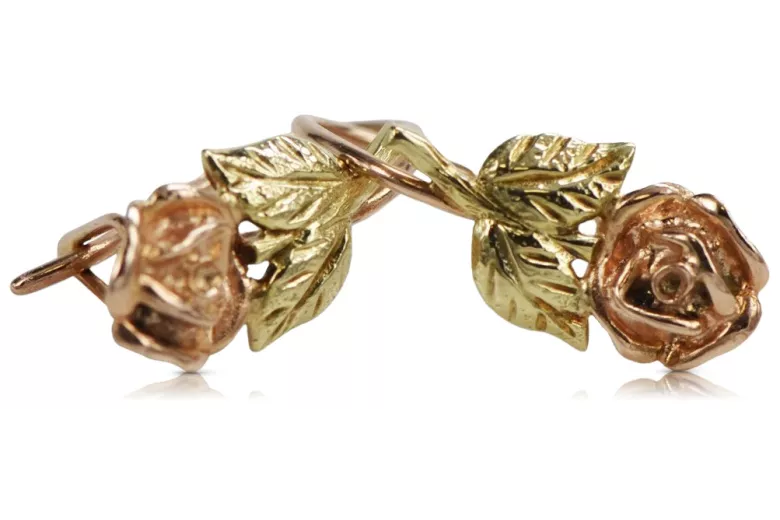 "Boucles d'oreilles fleur en or rose 14 carats 585 vintage, Pas de pierres" ven010ry ven010ry