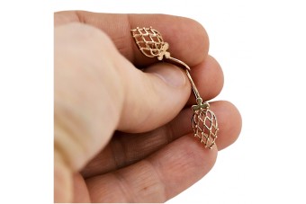 "Оригинално ретро 14k розово злато без камъни обици в формата на листа" ven014 ven014