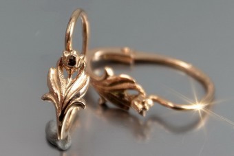 Pendientes de flor antigua en oro rosa de 14k 585 sin piedras ven019 ven019