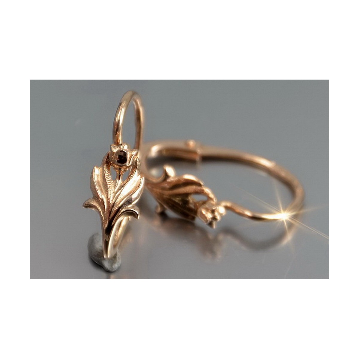 "Keine Steine 14k 585 Gold Vintage Rose Blumenohrringe" ven019 ven019