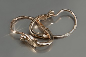 "Oryginalne Vintage Kolczyki z Różanymi Kwiatami w 14k Różowym Złocie 585 Bez Kamieni" ven019 ven019