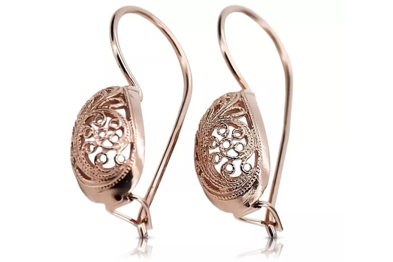 Boucles d'oreilles vintage en argent 925 plaqué or rose, Pas de pierres ven023rp