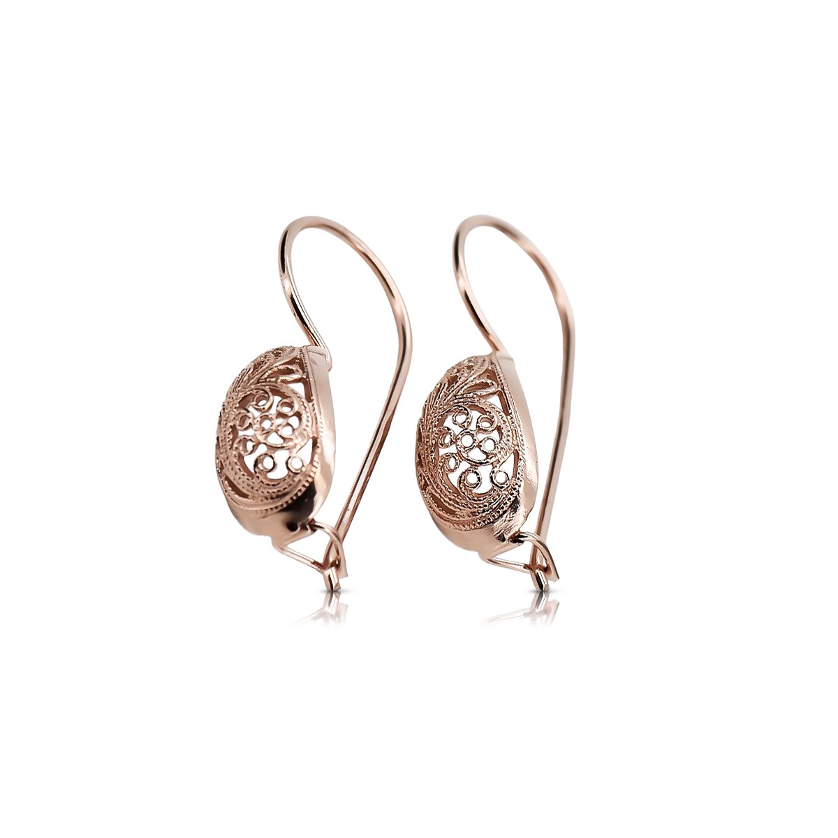 Sterling Silver Rose Gold Plated Vintage Earrings, No Stone ven023rp