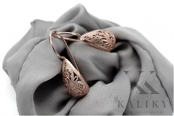 Boucles d'oreilles vintage en argent 925 plaqué or rose, Pas de pierres ven023rp