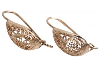 Boucles d'oreilles vintage en argent 925 plaqué or rose, Pas de pierres ven023rp