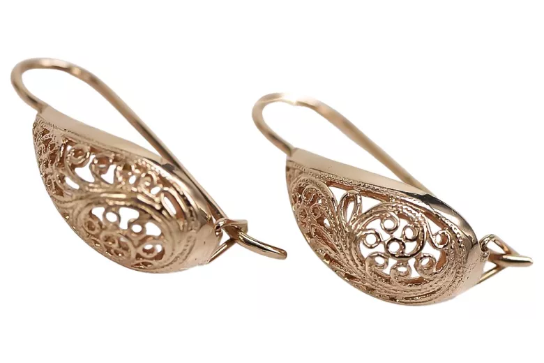 Sterling Silver Rose Gold Plated Vintage Earrings, No Stone ven023rp