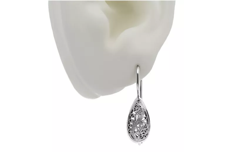 Boucles d'oreilles vintage en argent sterling 925, Pas de pierre ven023s