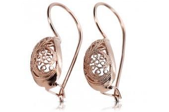 "Boucles d'oreilles feuille vintage en or rose 14 carats 585, sans pierres" ven023 ven023